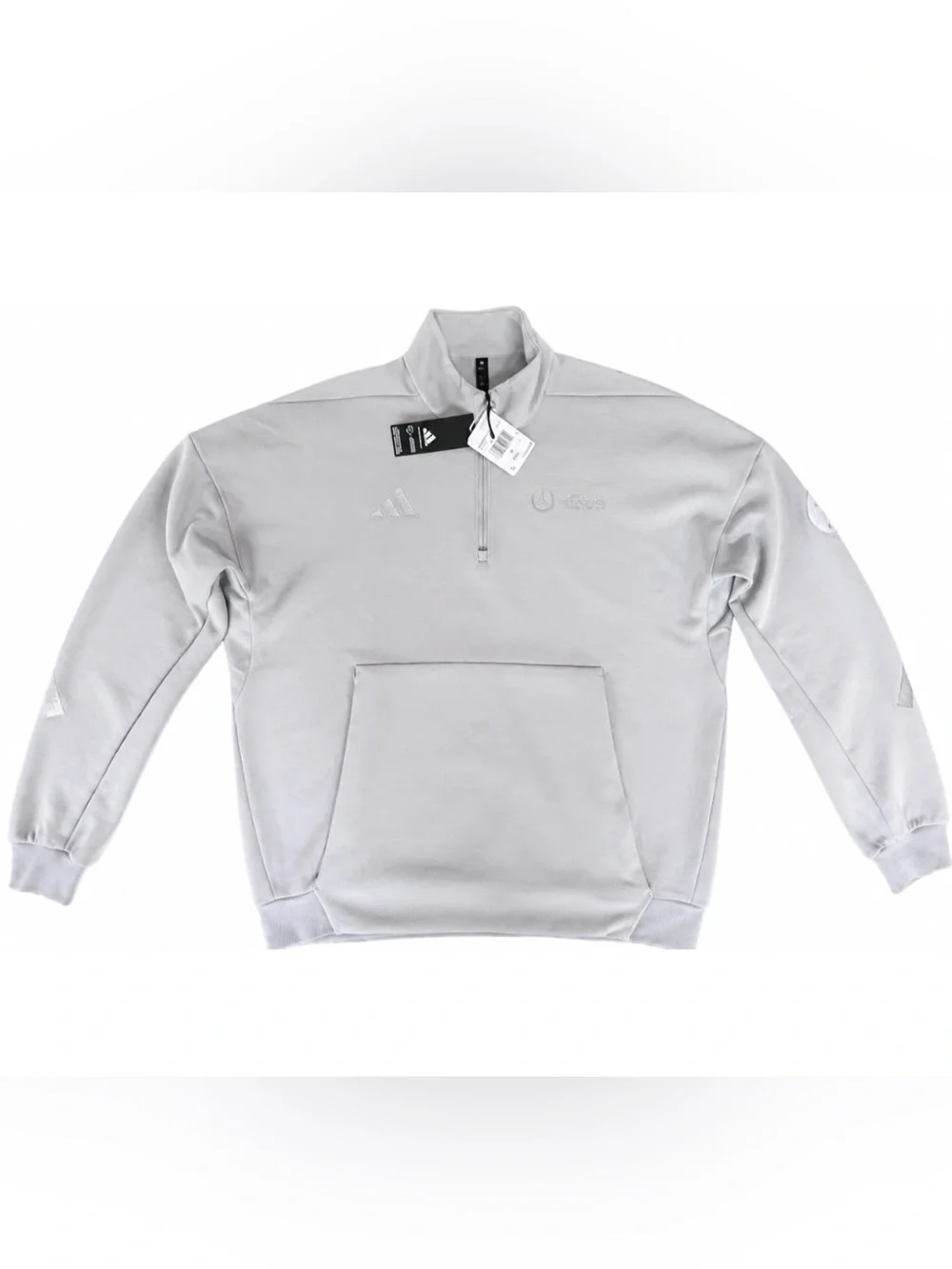 adidas Men’s Light Gray Half-Zip Pullover Sweatshirt
